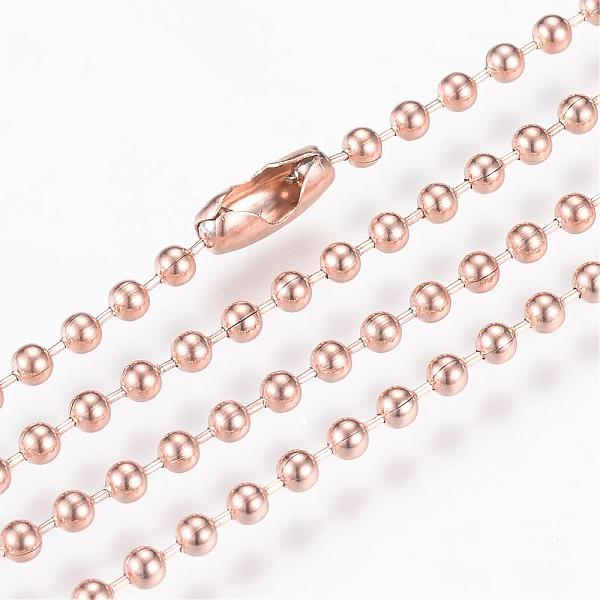 

PandaHall 304 Stainless Steel Ball Chain Necklace, Rose Gold, 29.5 inch(75cm)x2.3mm Stainless Steel