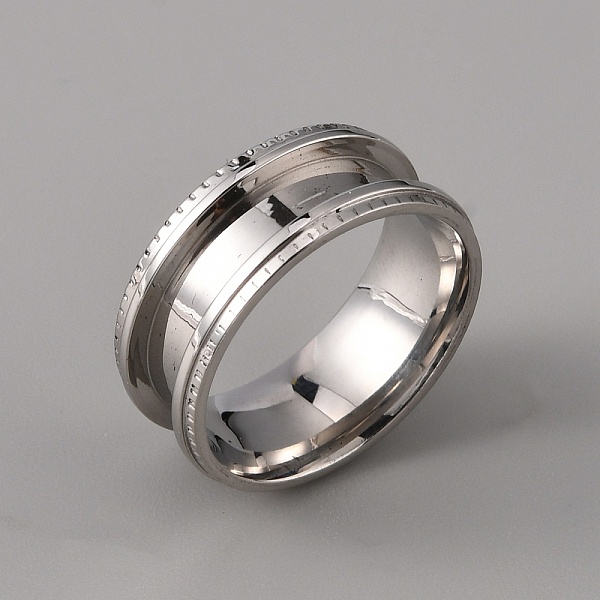 

PandaHall 201 Stainless Steel Grooved Finger Ring Settings, Ring Core Blank, for Inlay Ring Jewelry Making, Stainless Steel Color, Inner...