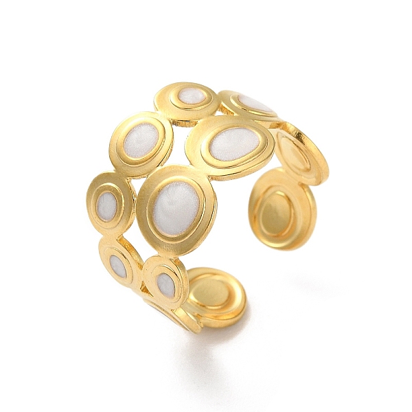 

PandaHall 304 Stainless Steel Enamel Cuff Rings, Round, Real 18K Gold Plated, Adjustable 304 Stainless Steel Round White