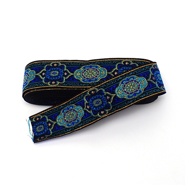 

PandaHall Ethnic Style Embroidery Polyester Ribbons, Jacquard Ribbon, Garment Accessories, Floral Pattern, Blue, 1-1/4 inch(33mm) Polyester...
