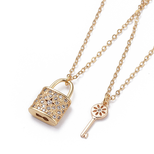 

PandaHall Brass Micro Pave Cubic Zirconia Pendant Necklace Sets, with Brass Cable Chains, 304 Stainless Steel Lobster Claw Clasps and...