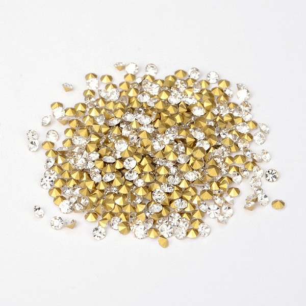 

PandaHall Back Plated Diamond Glass Pointed Rhinestone, Crystal, 2.3~2.4mm, about 1440pcs/bag Glass Rhinestone Diamond Clear