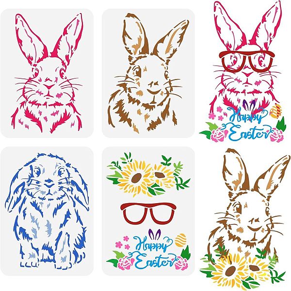 

PandaHall FINGERINSPIRE 4PCS Rabbit Painting Stencils 11.7x8.3 inch Happy Easter Decoration Plastic Long-Eared Rabbit Stencil Sunflower...