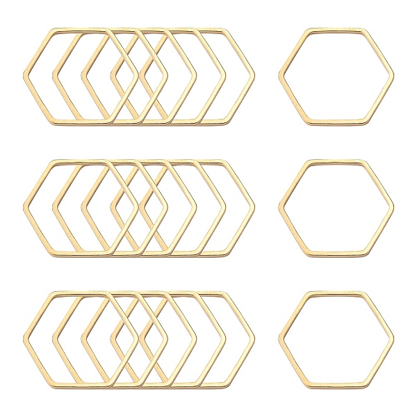 

PandaHall Brass Linking Rings, Hexagon, Light Gold, 20x22.5x1mm, about 1000pcs/bag Brass Hexagon