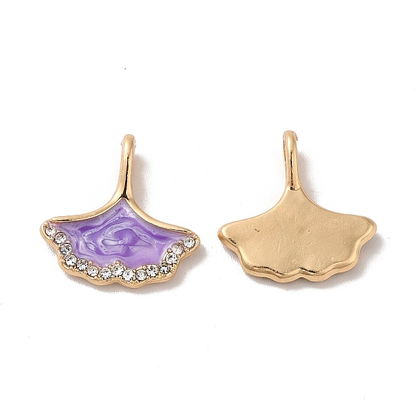 

PandaHall Rack Plating Alloy Rhinestone Pendant, with Enamel, Nickel Free, Gingko Leaf Charms, Golden, Purple, 16.5x16x4.5mm, Hole: 2.2mm...