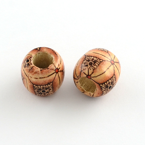 

PandaHall Barrel Printed Natural Wood Large Hole Beads, Peru, 16~17x15~16mm, Hole: 6~7mm Wood Barrel Brown