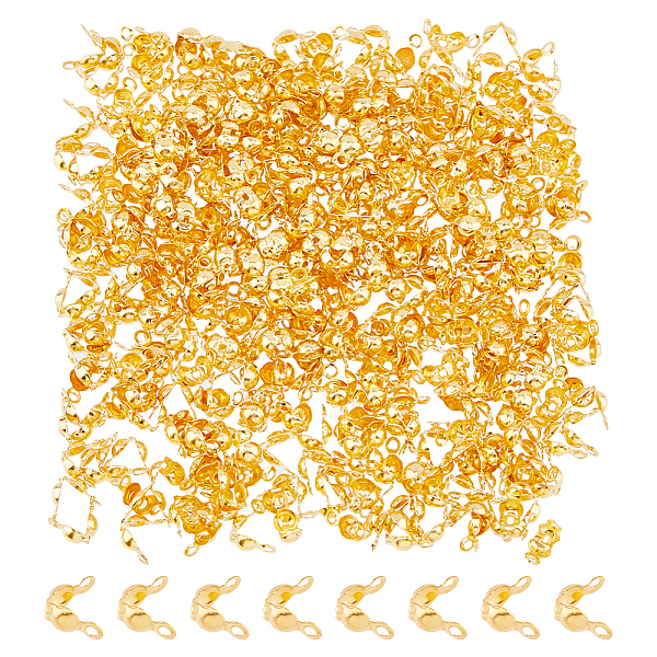 

PandaHall DICOSMETIC 500Pcs Brass Bead Tips Clamshell Knot Cover Golden Small Hole End Cap Fold-over Bead Tips for Necklace Bracelets...