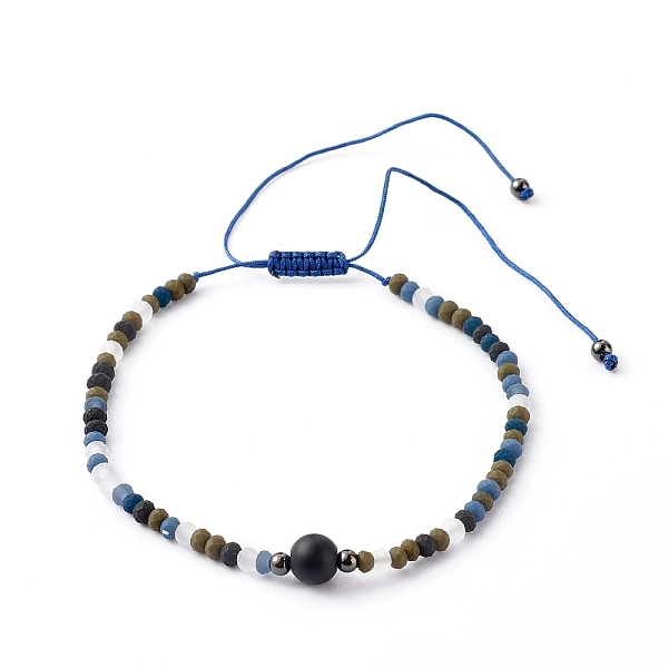 

PandaHall Natural Black Agate Beads Adjustable Nylon Thread Braided Bead Bracelets Sets, with Imitate Austrian Crystal Bicone Glass Beads..., Multicolor