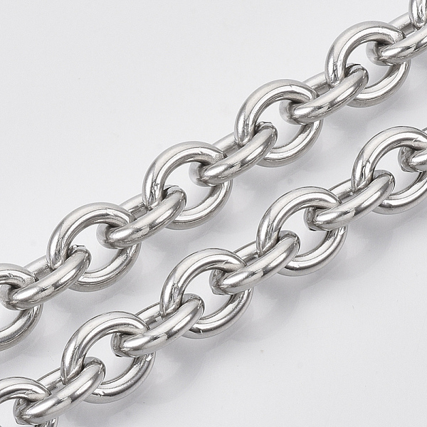 

PandaHall 304 Stainless Steel Cable Chains, Unwelded, Oval, Stainless Steel Color, 12x10x2.5mm, about 32.8 Feet(10m)/roll 304 Stainless...