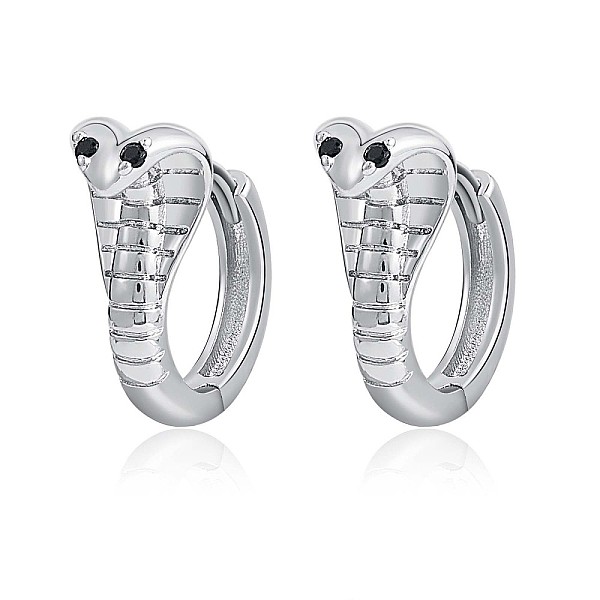 

PandaHall Cubic Zirconia Snake Hinged Hoop Earrings, Platinum Plated Brass Jewelry for Women, Platinum, 15.5x16x5.8mm, Pin: 1.2mm Cubic..., Black