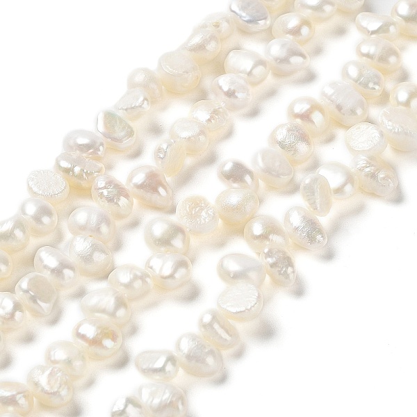 

PandaHall Natural Keshi Pearl Beads Strands, Cultured Freshwater Pearl, Baroque Pearls, Grade 4A, Two Sides Polished, Floral White...