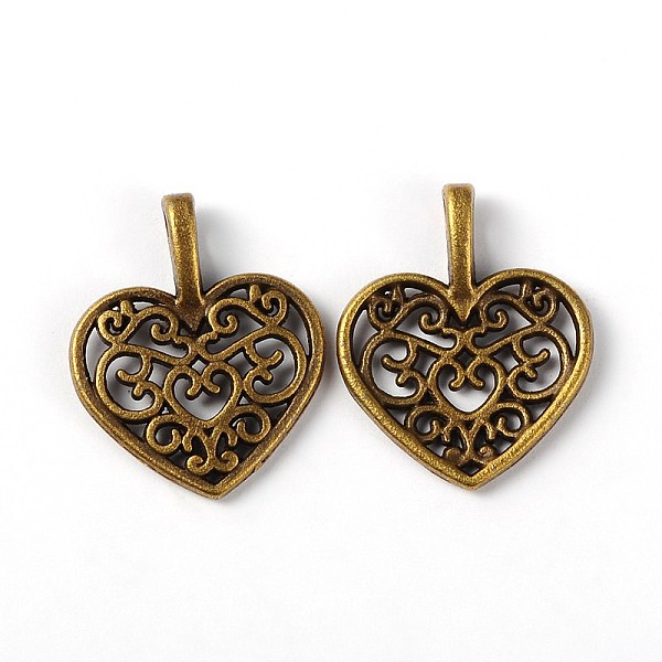 

PandaHall Alloy Pendants, Cadmium Free & Nickel Free & Lead Free, Heart, Antique Bronze, 18x15x2mm, Hole: 2x4mm Alloy Heart