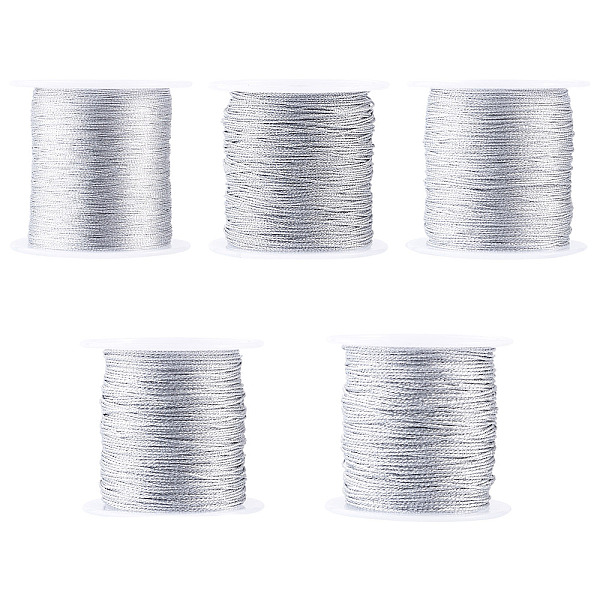 5 Rolls 5 Sizes Round PET Metallic Thread