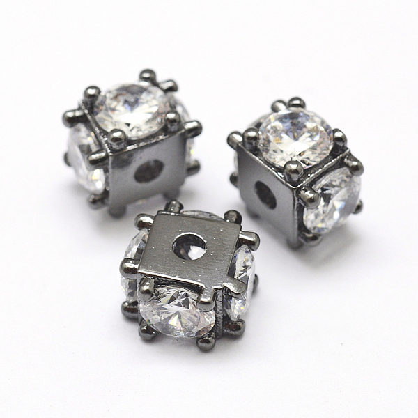 

PandaHall Brass Micro Pave Grade AAA Cubic Zirconia Beads, Cube, Lead Free & Nickel Free & Cadmium Free, Gunmetal, 6x8x8mm, Hole: 1.5mm...