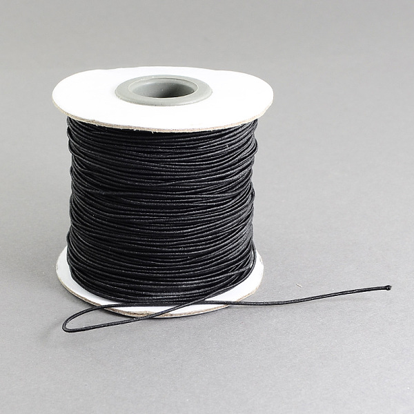 

PandaHall Round Elastic Cord, with Nylon Outside and Rubber Inside, Black, 1mm, about 109.36 yards(100m)/roll Elastic Fibre Round Black