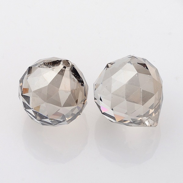 

PandaHall Faceted Round Glass Pendants, Dark Gray, 23~25x21mm, Hole: 2mm Glass Round Gray