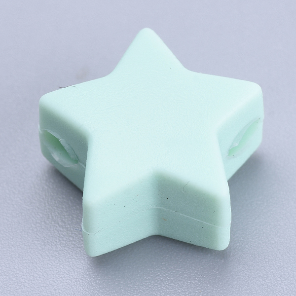 

PandaHall Food Grade Eco-Friendly Silicone Beads, Chewing Beads For Teethers, DIY Nursing Necklaces Making, Star, Light Cyan, 14x13.5x8mm...