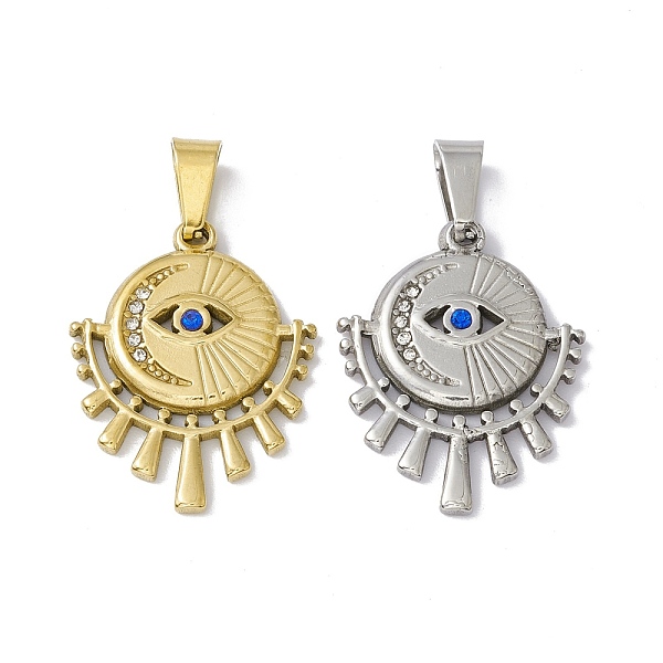 

PandaHall 304 Stainless Steel Pendants, with Rhinestone, Flat Round with Horse Eye, Mixed Color, 24.5x19.5x2mm, Hole: 6.5x3mm Stainless..., Blue