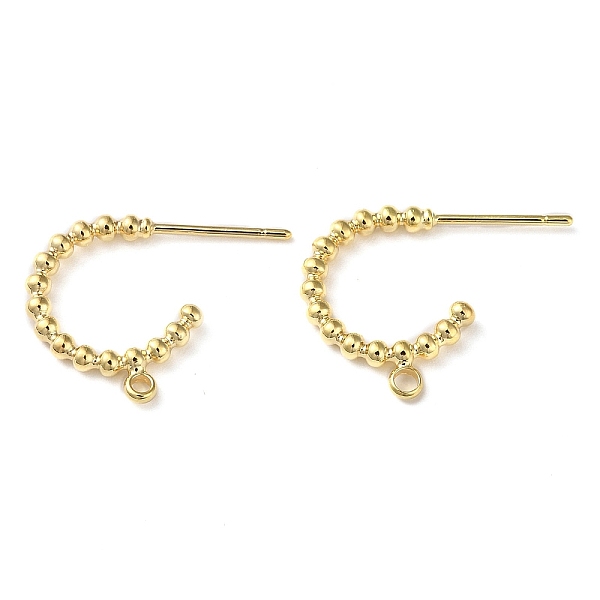 

PandaHall Brass Ring Stud Earring Findings, Half Hoop Earring Findings with Vertical Loops, Real 18K Gold Plated, 15.5x19x2mm, Hole: 1.4mm...
