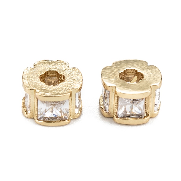 

PandaHall Brass Micro Pave Clear Cubic Zirconia Beads, with Enamel and Jump Ring, Long-Lasting Plated, Rondelle, Real 18K Gold Plated, 6x4mm...