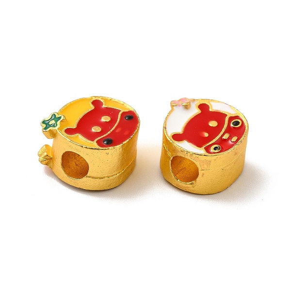 

PandaHall Rack Plating Alloy Enamel European Beads, Large Hole Beads, Cadmium Free & Lead Free, Matte Gold Color, Squirrel, Green...