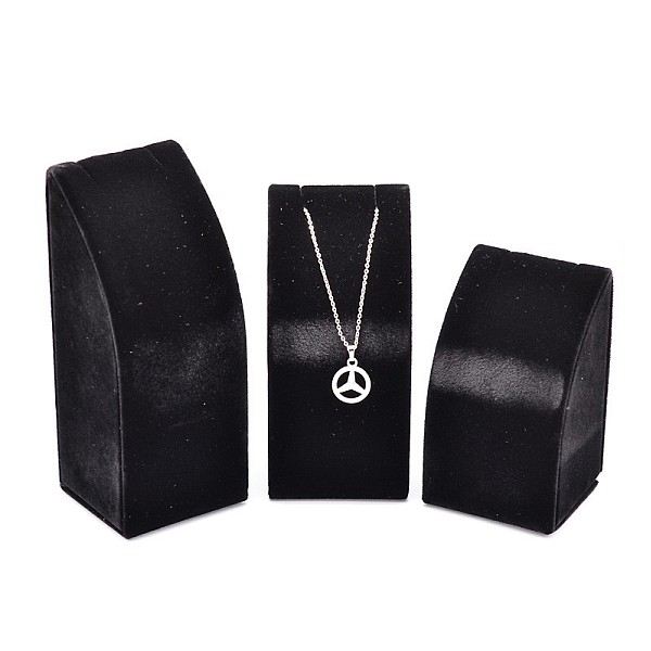 

PandaHall Wood Necklace Rectangle Displays, Covered with Velvet, Black, 9~13x5x5cm Velvet Black