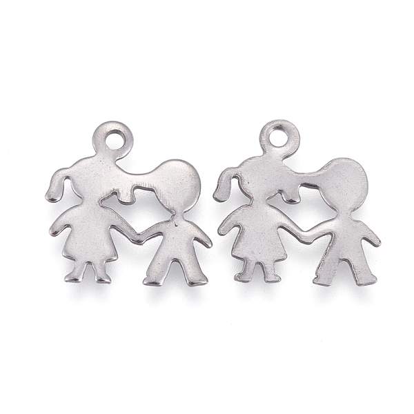 

PandaHall Valentine's Day 304 Stainless Steel Charms, Laser Cut, Lover Girl & Boy, Stainless Steel Color, 11.5x11.5x0.5mm, Hole: 1.2mm 304...