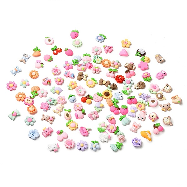 

PandaHall Opaque Resin Cabochons, Cherry Strawberry Flower Bowknot, Mixed Shapes, 16.5~31x16.5~27x6~10mm Resin Mixed Shapes Multicolor