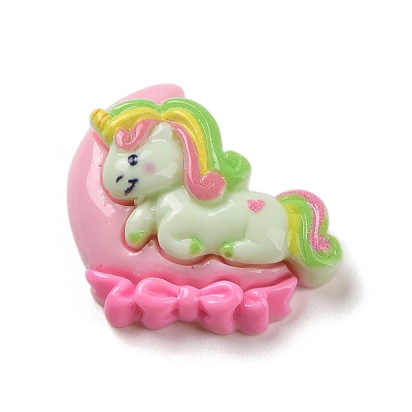 

PandaHall Opaque Resin Decoden Cabochons, Cartoon Horse with Moon, Pearl Pink, 25x27x9mm Resin Horse Green