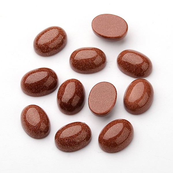 

PandaHall Synthetic Goldstone Oval Cabochons, Flat Back, 16x12x7mm Goldstone Oval