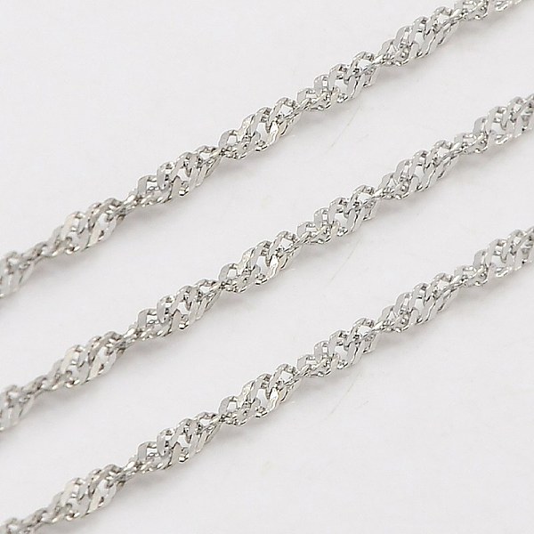 

PandaHall 304 Stainless Steel Singapore Chains, Water Wave Chains, Soldered, Faceted, Stainless Steel Color, 1.6mm 304 Stainless Steel