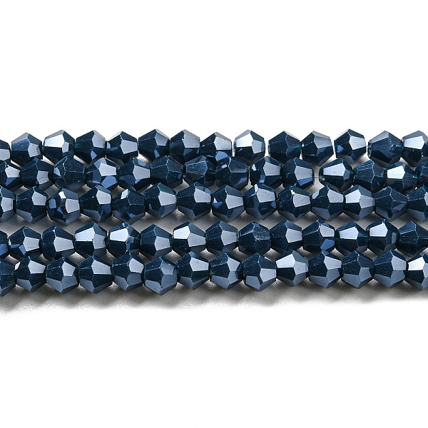 

PandaHall Opaque Solid Color Electroplate Glass Beads Strands, Pearl Luster Plated, Faceted, Bicone, Prussian Blue, 4x4mm, Hole: 0.8mm...
