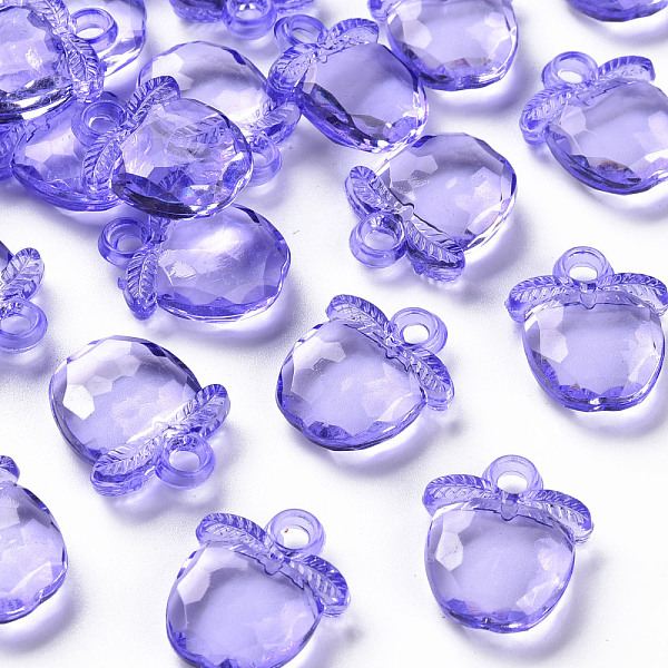 

PandaHall Transparent Acrylic Pendants, Faceted, Apple, Medium Slate Blue, 20x17x5~6mm, Hole: 3mm, about 480pcs/500g Acrylic Fruit