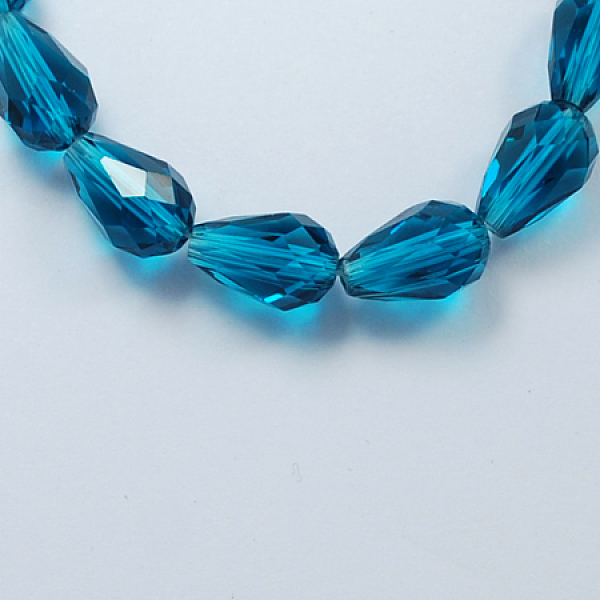 

PandaHall Glass Beads Strands, Faceted, Teardrop, Dark Turquoise, 6x4mm, Hole: 1mm, about 65~68pcs/strand, 14.96~15.35 inch Glass Teardrop..., Cyan