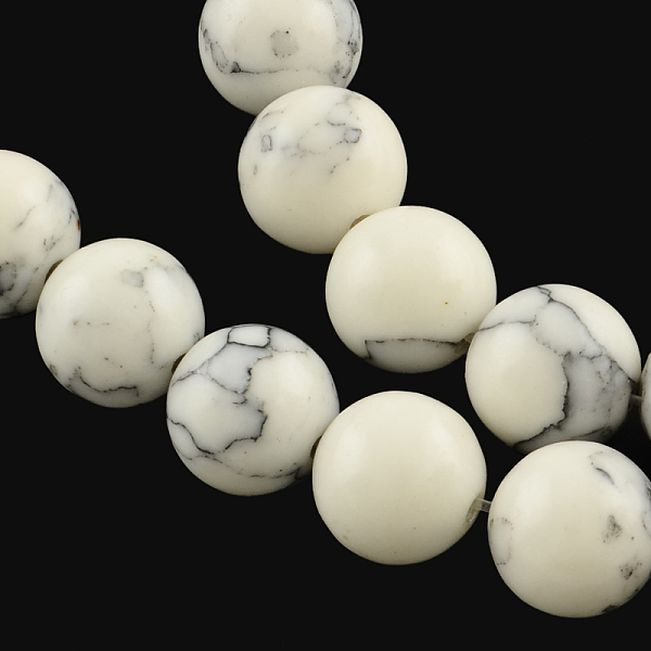 

PandaHall Synthetical Turquoise Gemstone Round Bead Strands, Dyed, White, 8mm, Hole: 1.5mm, about 47~48pcs/strand, 14.5 inch Synthetic...