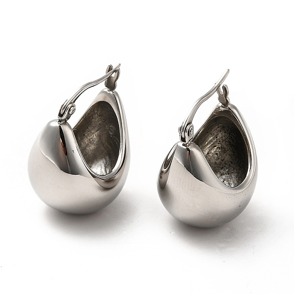 

PandaHall 304 Stainless Steel Moon Hoop Earrings for Women, Stainless Steel Color, 24x18.5x15mm, Pin: 0.6mm 304 Stainless Steel Moon