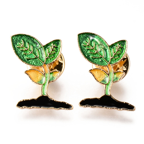 

PandaHall Alloy Enamel Brooches, Enamel Pin, with Brass Butterfly Clutches, Sprout, Light Gold, Cadmium Free & Nickel Free & Lead Free, Lime...