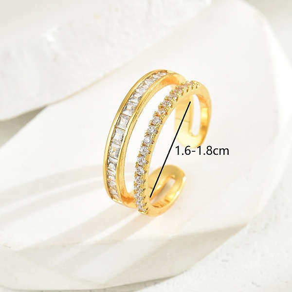 

PandaHall Floral Double-layer Zirconia Ring for Women Party Gift Brass