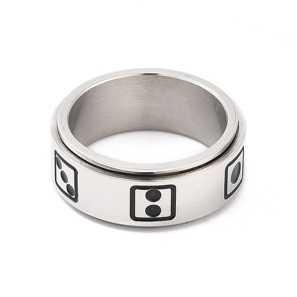 

PandaHall Titanium Steel Spinner Ring, with Dice Pattern, Wide Band Rings for Men, Stainless Steel Color, 8mm, Inner Diameter: 17.3mm...