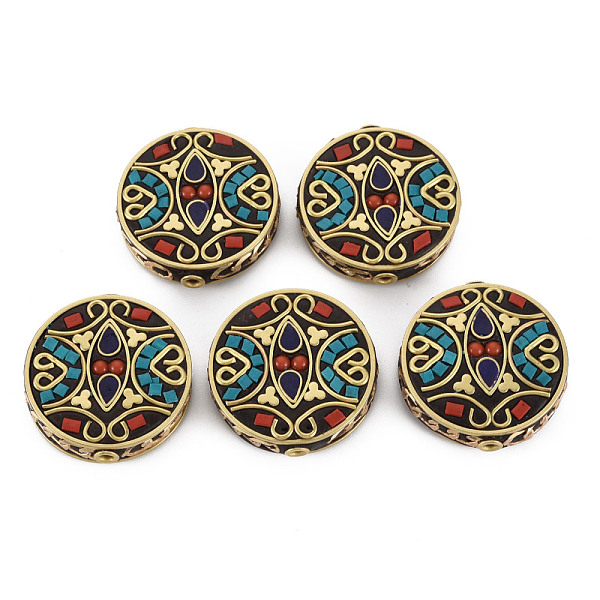

PandaHall Polymer Clay Handmade Indonesia Beads, with Brass Findings, Flat Round, Golden, Colorful, 28~30x8mm, Hole: 2mm Polymer Clay Flat...