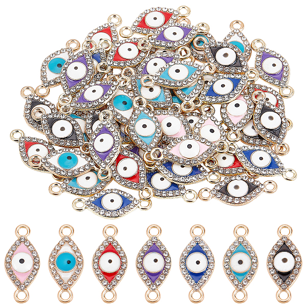 

PandaHall DICOSMETIC 56Pcs 7 Colros Evil Eye Connector Charms Alloy Pendant Links Colorful Enamel Crystal Rhinestone Horse Eye Charms Lucky..., Multicolor