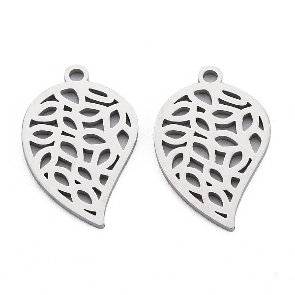 

PandaHall 304 Stainless Steel Pendants, Laser Cut, Leaf, Stainless Steel Color, 21x14x1mm, Hole: 1.6mm 304 Stainless Steel Leaf