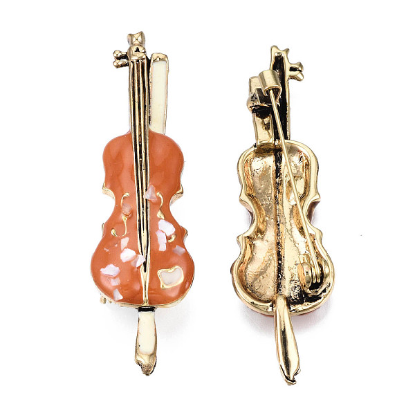 

PandaHall Violin Enamel Pin with Shell, Light Gold Plated Alloy Badge for Backpack Clothes, Nickel Free & Lead Free, Coconut Brown...
