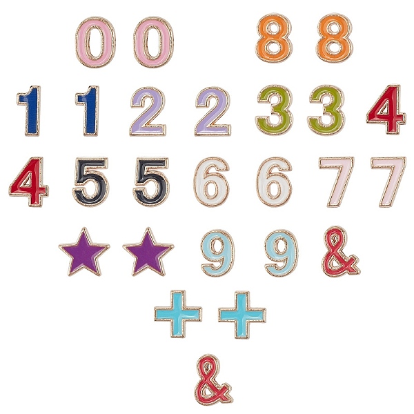 

PandaHall SUNNYCLUE Alloy Enamel Beads, Number, Cadmium Free & Lead Free, Mixed Shapes, Light Gold, Light Gold, 10x7.5x3mm, Hole: 1.5mm..., Multicolor
