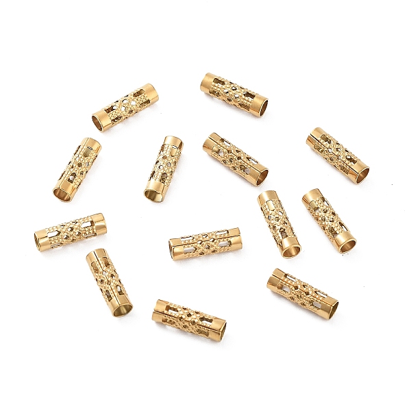 

PandaHall Ion Plating(IP) Hollow Out 304 Stainless Steel Beads, Column, Golden, 12x4mm, Hole: 3mm 304 Stainless Steel Column