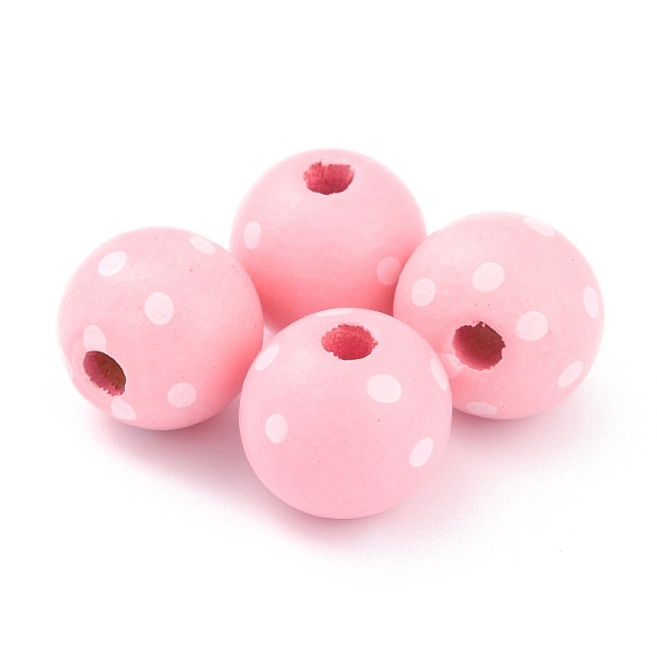 

PandaHall Dyed Natural Wooden Beads, Macrame Beads Large Hole, Round with Polka Dot, Pink, 16x15mm, Hole: 4mm Wood Round Pink