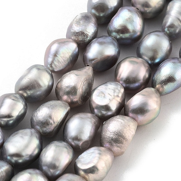 

PandaHall Dyed Natural Cultured Freshwater Pearl Beads Strands, Two Sides Polished, Grade 3A+, Gray, 7~8mm, Hole: 0.6mm, about...