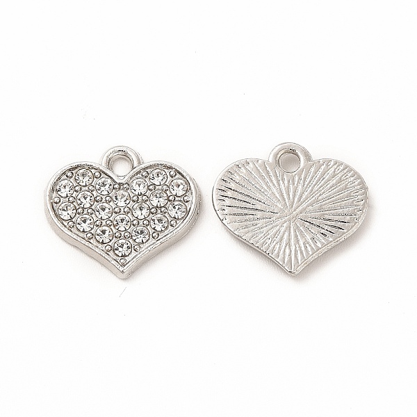 

PandaHall Alloy Rhinestone Charms, Heart, Platinum, 13.5x15x1.5mm, Hole: 2mm Alloy+Rhinestone Heart Clear