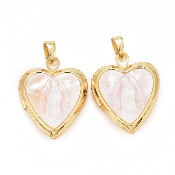

PandaHall Natural Shell Pendants, with Rack Plating Brass Findings, Cadmium Free & Lead Free & Nickle Free, Seashell Color, Heart with...