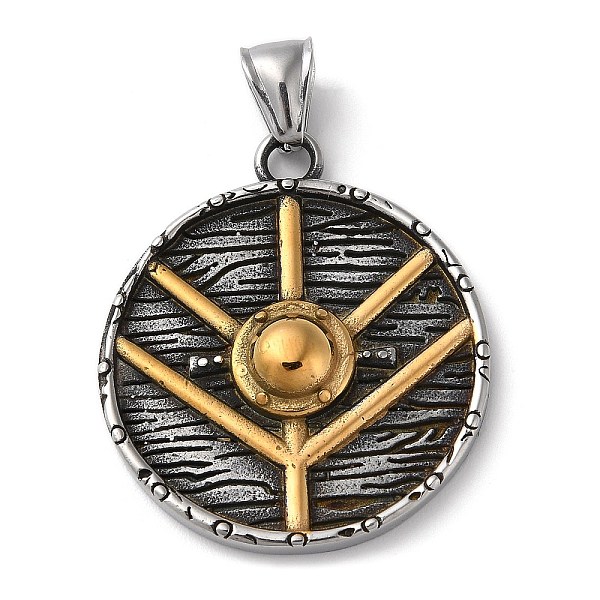 

PandaHall Ion Plating(IP) 304 Stainless Steel Pendants, Viking Shield Charm, Antique Silver & Antique Golden, 39x33.5x5.5mm, Hole: 9x4mm 304...